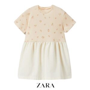 ZARA Kids | Ecru | FLORAL RIB DRESS